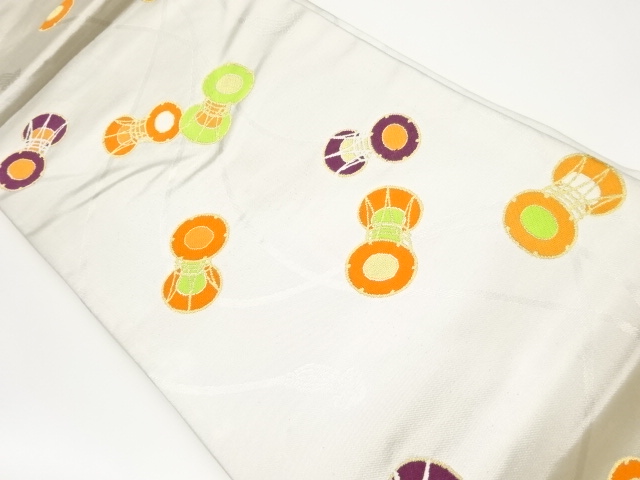 鼓に紐模様織出し名古屋帯